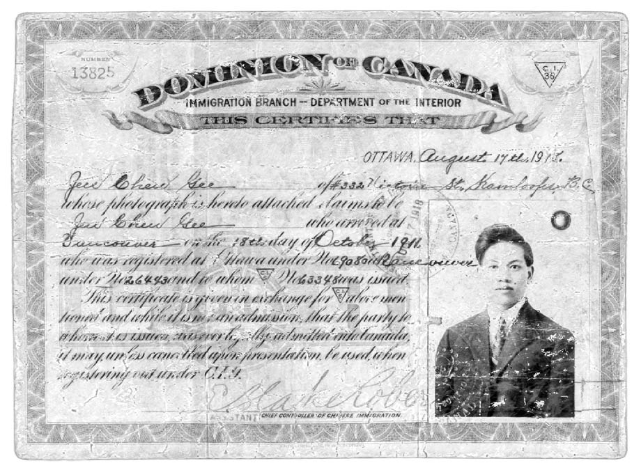 Chinese head tax document
