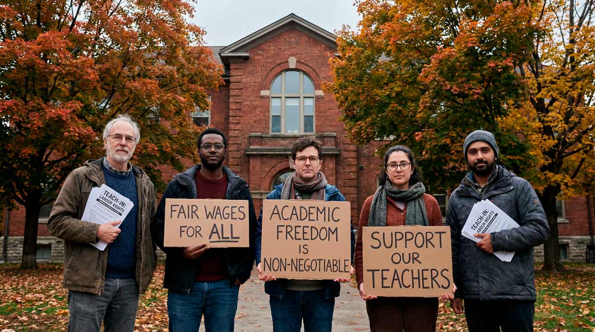 scholars protest placards campus